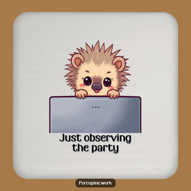 Funny Porcupine Monitor Peek Funny Coaster, Protect Surfaces with Humor