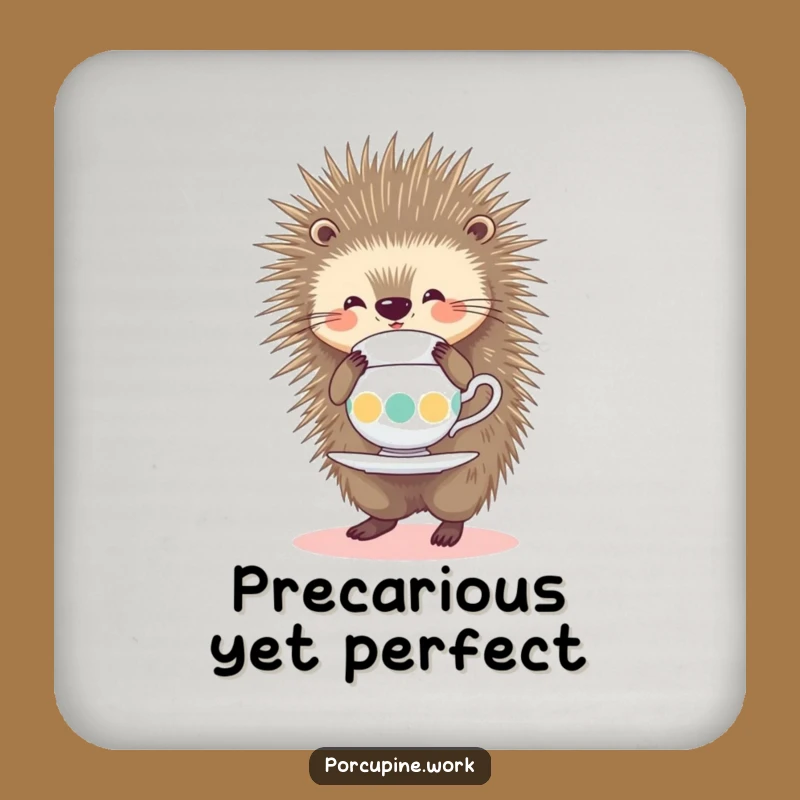 Funny Porcupine Drink Coaster: Tea Time Balance Protector, Hilarious Housewarming Gift