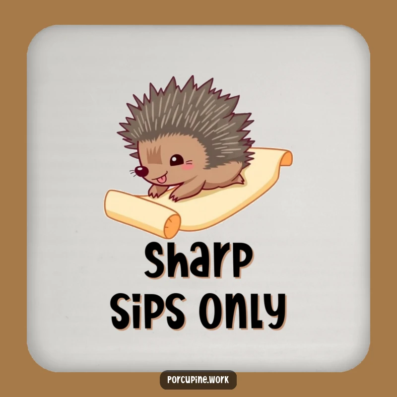 Funny Porcupine Paper Slide Coaster: Hilarious Scroll Protection for Drinks