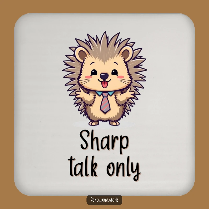 Funny Porcupine Presentation Coaster: Protect Surfaces with Hilarious Business Flair