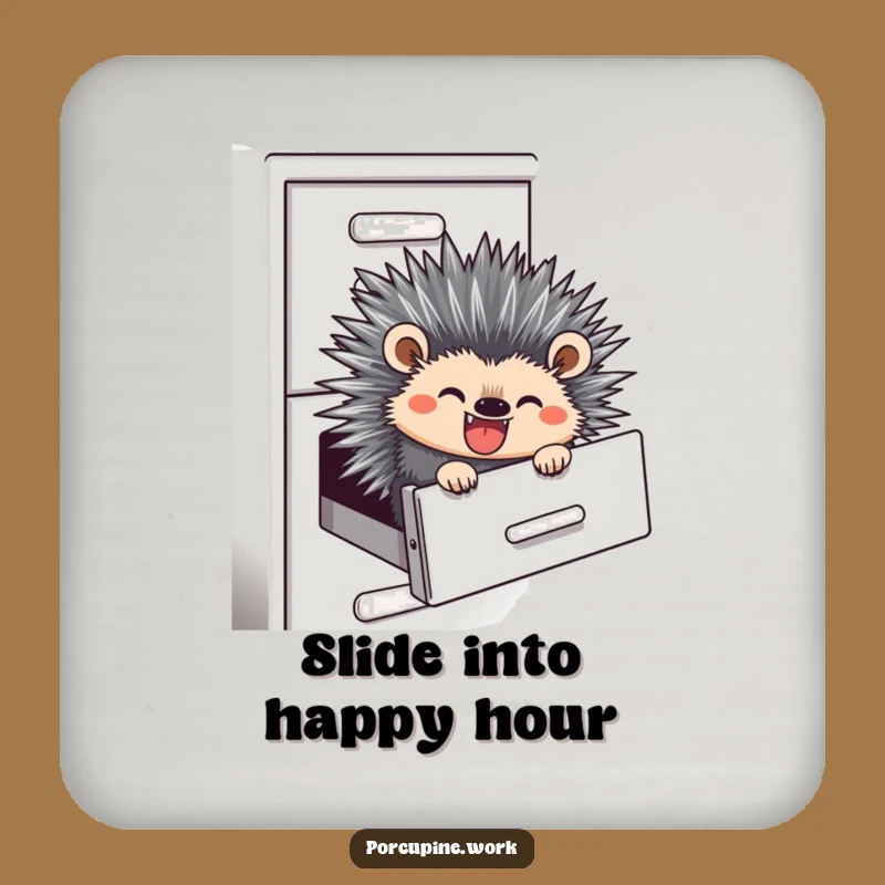 Funny Office Desk Coasters - Hilarious Porcupine Filing Cabinet Protection