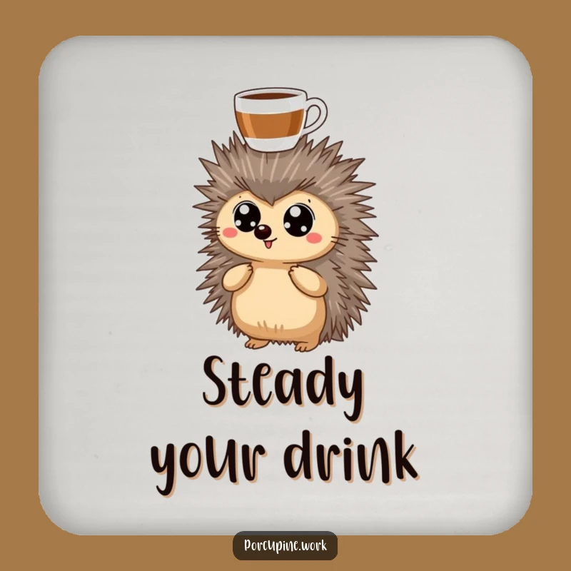 Funny Coffee Porcupine Coaster: Protect Surfaces with Humorous Brew Art
