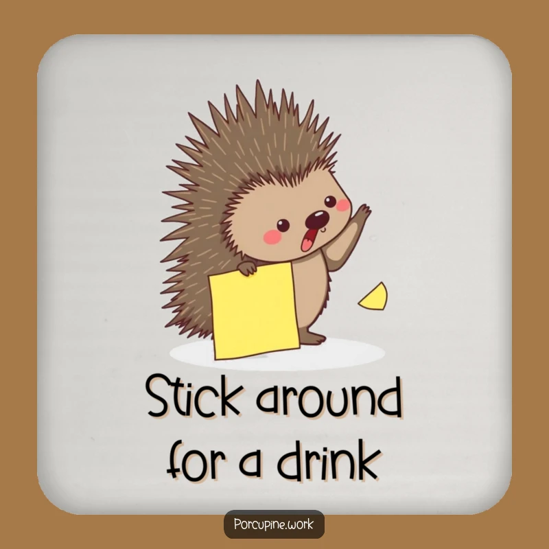Funny Porcupine Sticky Note Drink Coaster: Protect Surfaces with Playful Agility