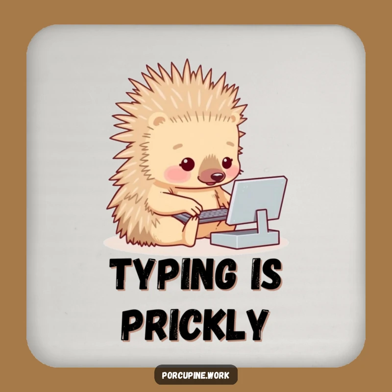 Funny Porcupine Typing Coaster: Protect Surfaces with Hilarious Tech Charm