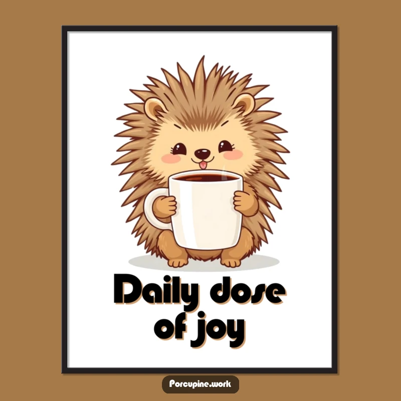 Vibrant Funny Porcupine Coffee Poster: Decorate Your Space with Morning Happiness