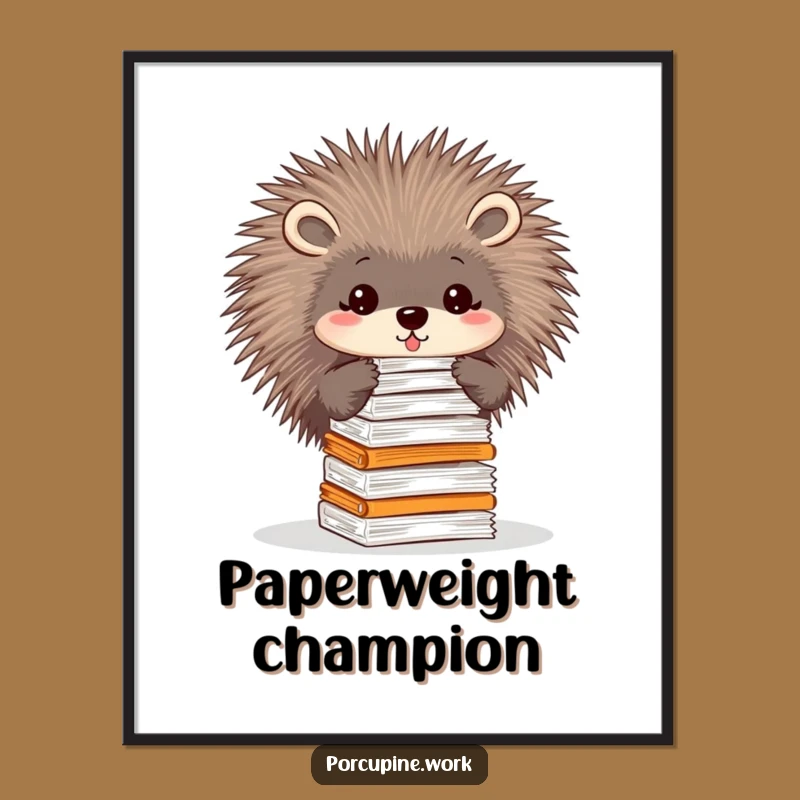 Funny Paper Balancer Porcupine Poster: Office Decor, A Hilarious Gift Idea!