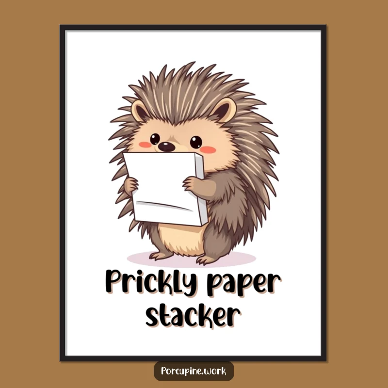 Funny Paper Porcupine Poster: Hilarious Wall Art for the Organized Pro