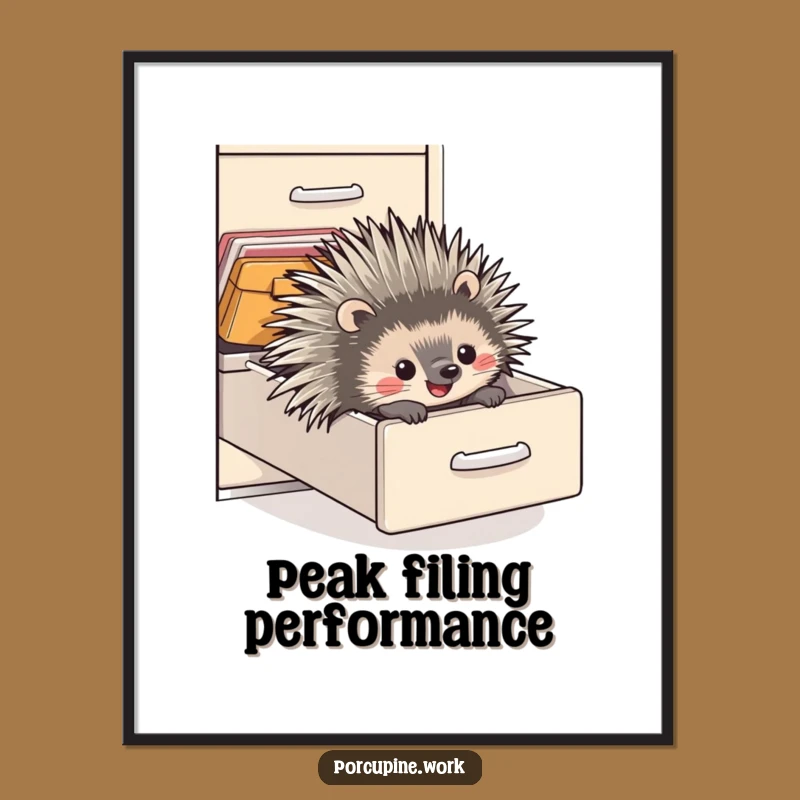 Funny Porcupine Art Poster - Hilarious Office Delight Wall Decor for Joyful Spaces