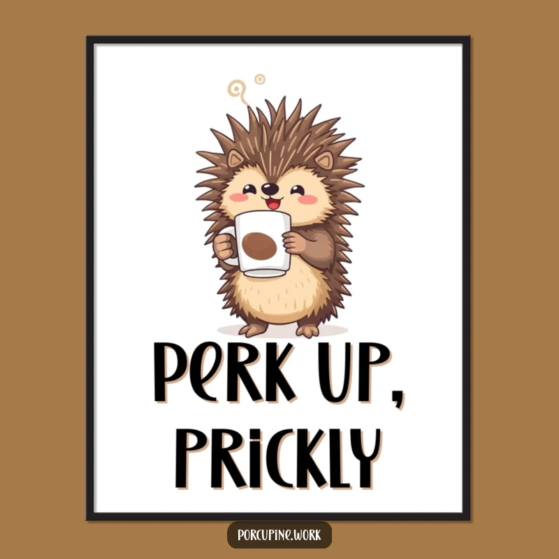 Funny Porcupine Coffee Poster - Inspiring Wall Art for Coffee Enthusiasts!