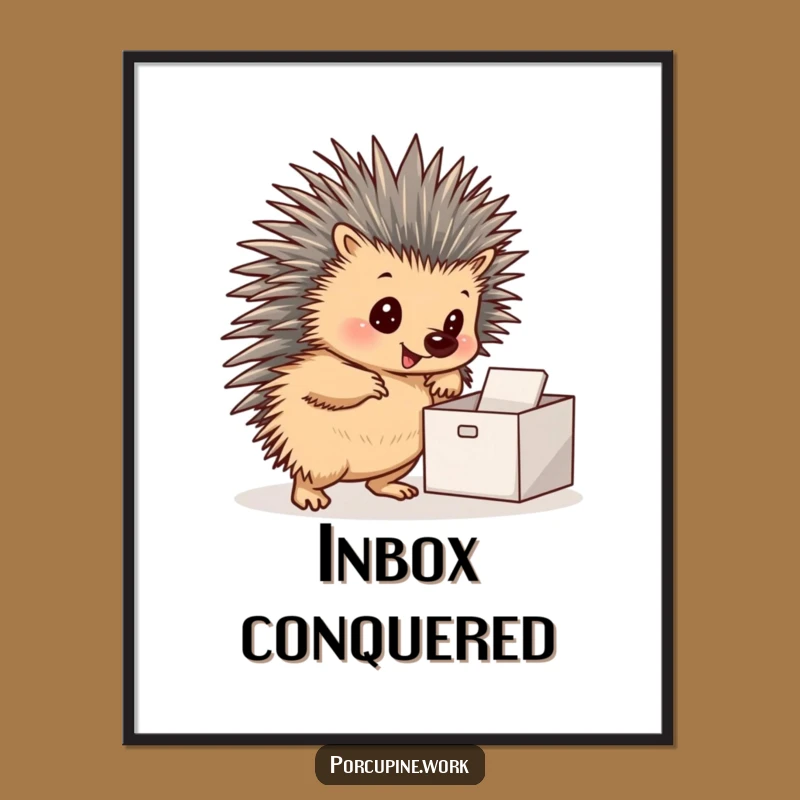 Funny Porcupine Inbox Poster: Motivational Office Art for Pros