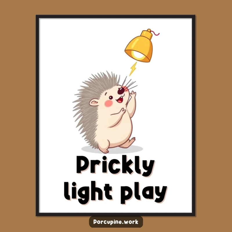 Funny Porcupine Lamp Poster: Brighten Your Space with This Hilarious Wall Art!