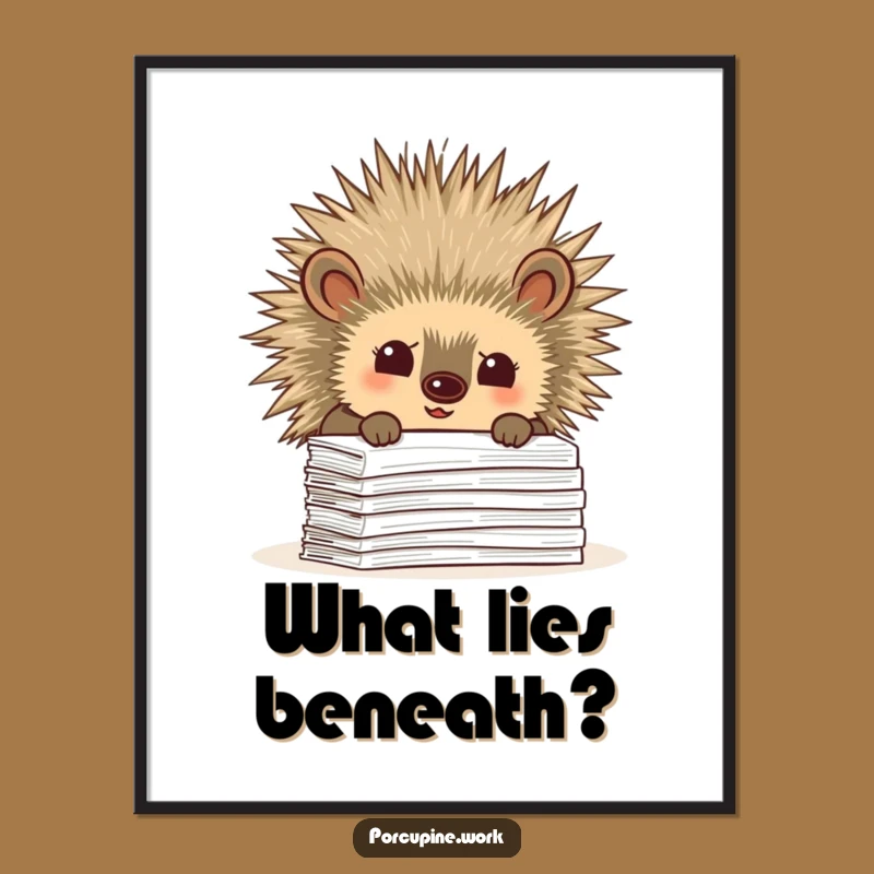 Funny Porcupine Paperwork Poster - Hilarious Wall Art for the Inquisitive