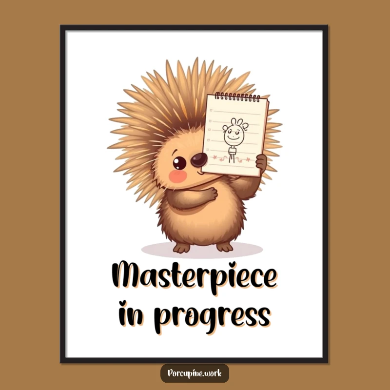 Funny Porcupine Poster: Doodle Masterpiece Display, Hilarious Art Wall Decor Gift