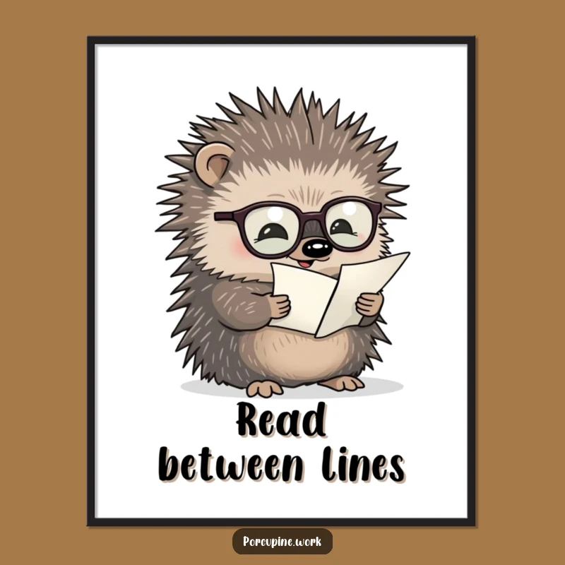 Funny Porcupine Scholar Poster: Hilarious Art for the Discerning Bookworm