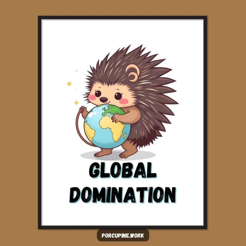 Funny Porcupine World Traveler Poster - Quirky Decor, Perfect Funny Gift!