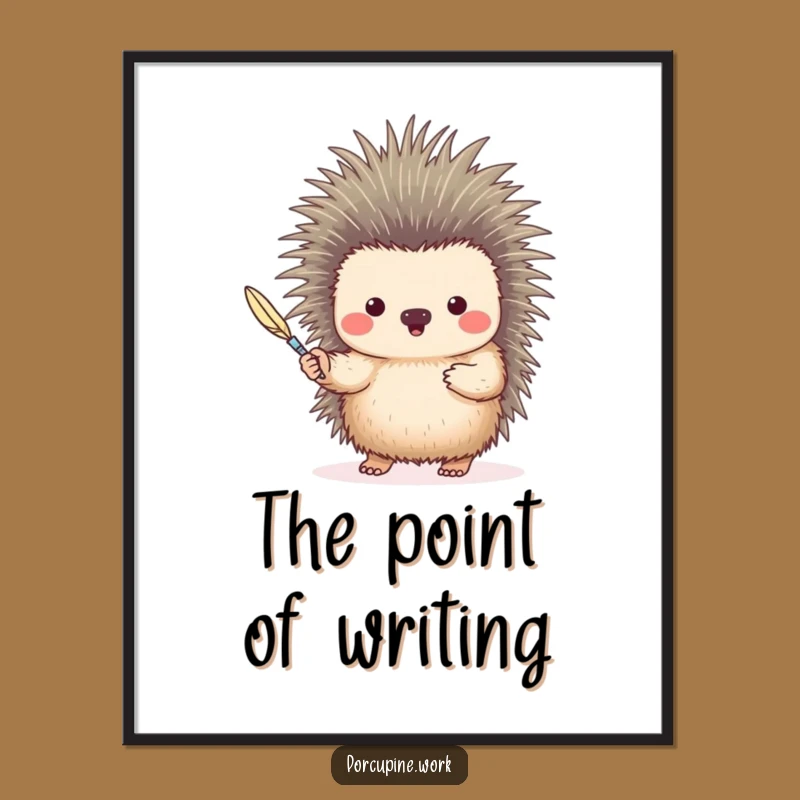 Funny Quill Porcupine Poster: Hilarious Wall Art for the Aspiring Author