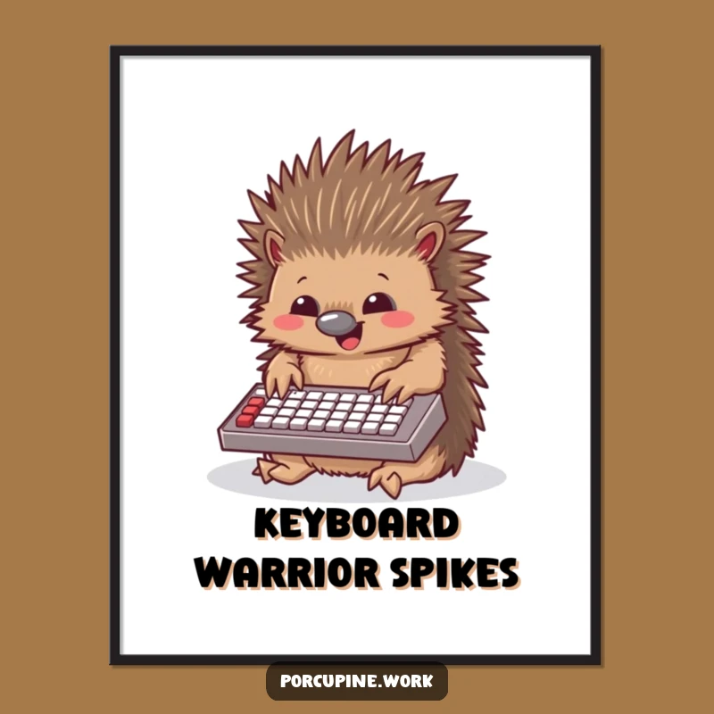 Funny Porcupine Typing Poster: Brighten Your Space with This Hilarious Office Art!