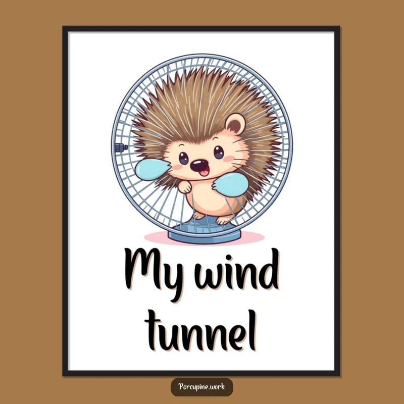 Funny Porcupine Fan Poster: Add Quirky Humor to Your Workspace Art