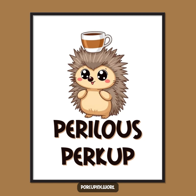 Funny Coffee Porcupine Poster: Humorous Wall Art for Caffeine Addicts