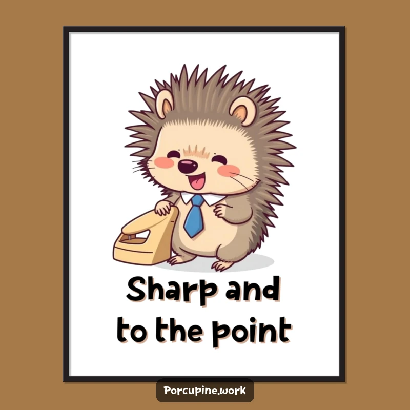 Funny Porcupine Office Poster - Tie & Hole Punch Wall Art
