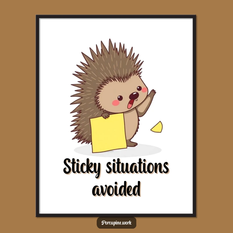 Funny Porcupine Sticky Note Poster: Add Playful Office Humor to Your Walls