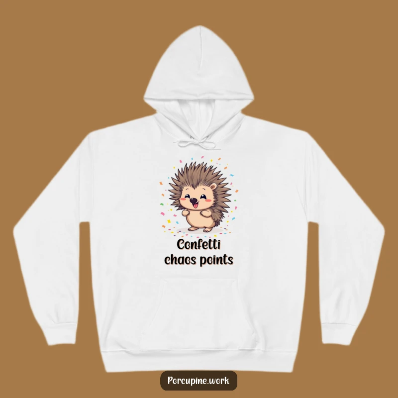 Funny Porcupine Confetti Hoodie: Stay Cozy and Festive with This Hilarious Gift!