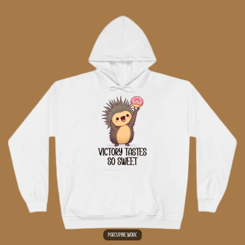 Funny Porcupine Donut Trophy Funny Hoodie, Cozy Up with Delicious Wins