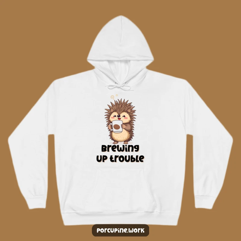 Funny Porcupine Hoodie - Cozy Victory Brews for Coffee Connoisseurs!
