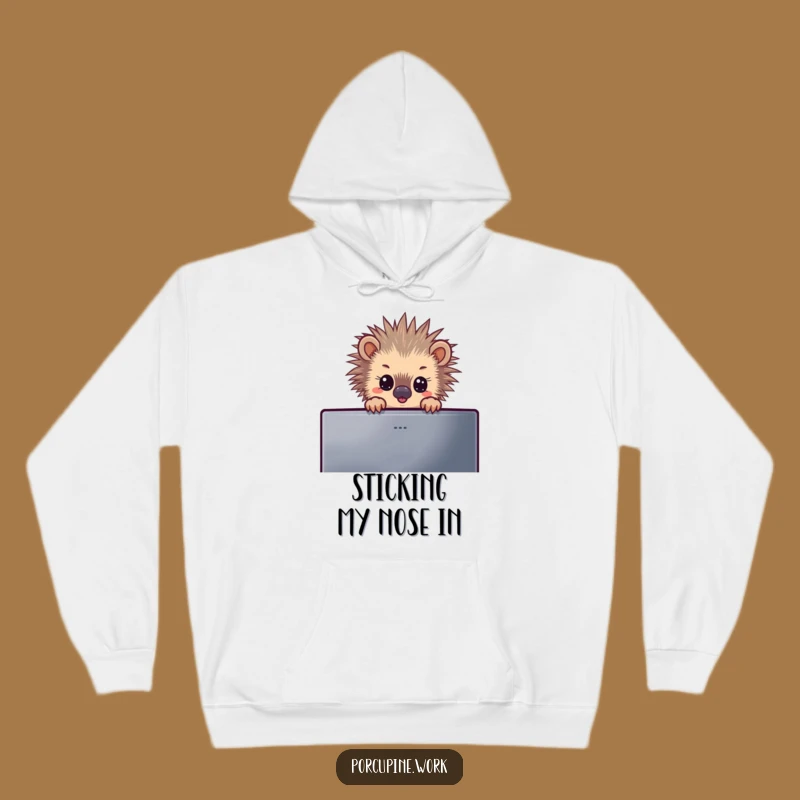 Funny Porcupine Monitor Peek Funny Hoodie, Cozy and Hilarious Gift for Cozy Days
