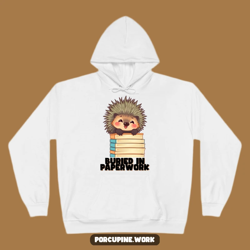 Funny Porcupine Office Hoodie - Amused File Peeker Sweatshirt