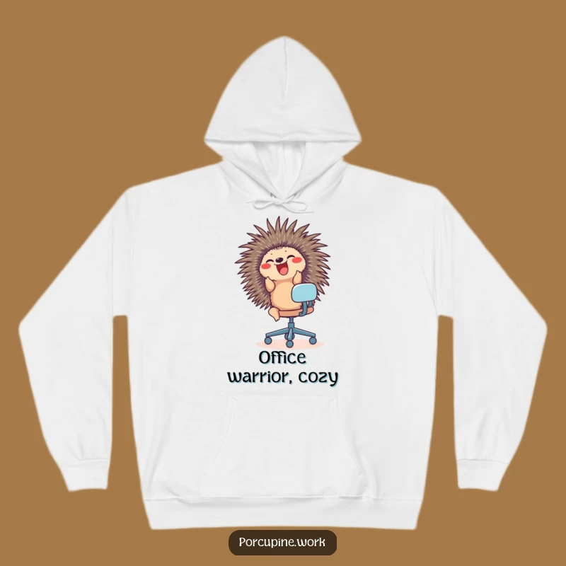 Cozy Funny Porcupine Office Chair Hoodie: Warmth with Workday Wit