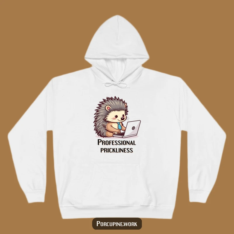 Funny Porcupine Tie Laptop Hoodie: Cozy Dapper Typist for Hilarious Comfort