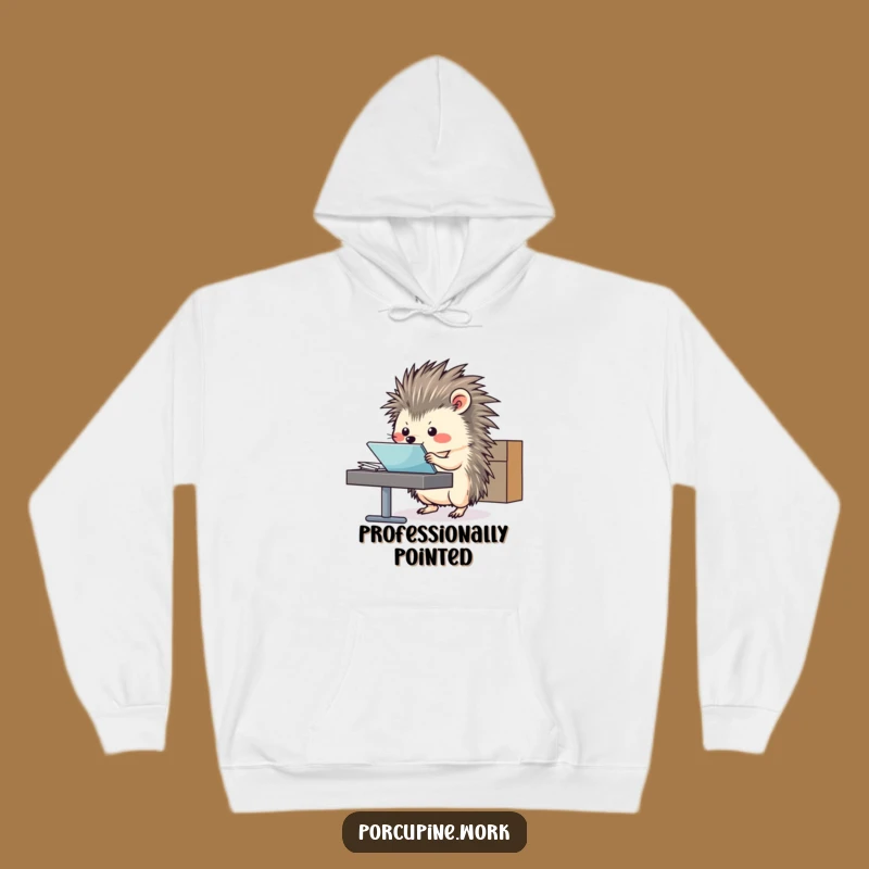 Cozy Funny Porcupine Office Hoodie - Warm Work Cartoon Gift