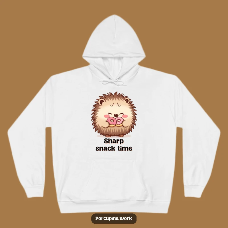Cozy Funny Porcupine Donut Hoodie: Warm Hugs and Laughs for Office Mates