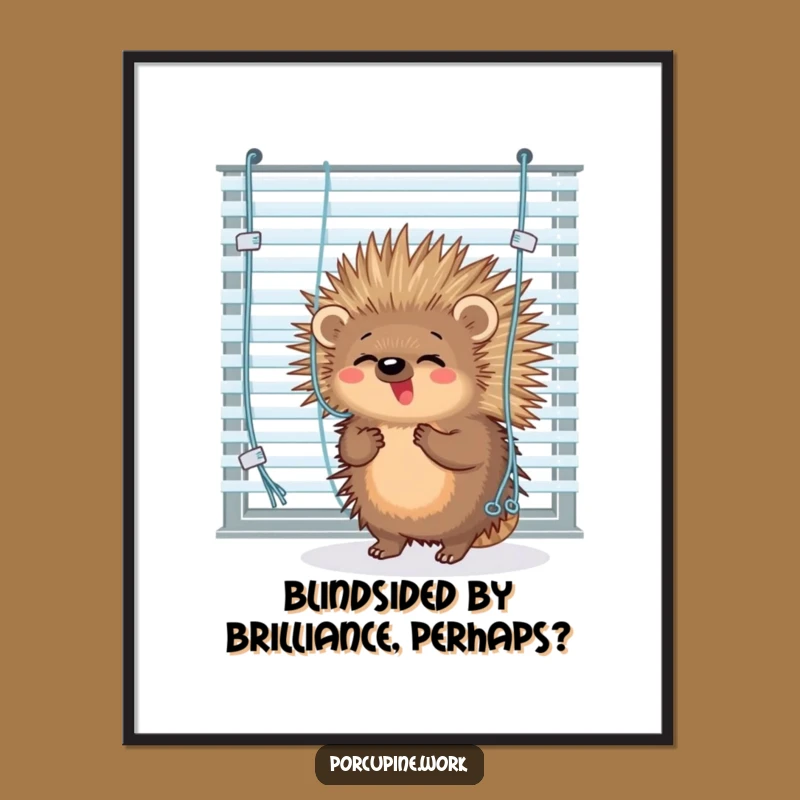 Funny Free Printable Wall Art: Porcupine Office Blinds Fiasco - Quirky Downloadable Art