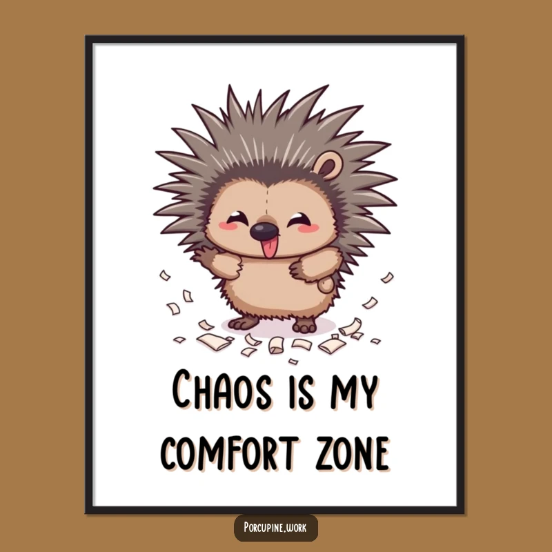 Free Printable Wall Art: Mischievous Porcupine paper scrap decor, chaotic downloadable art for a fun space