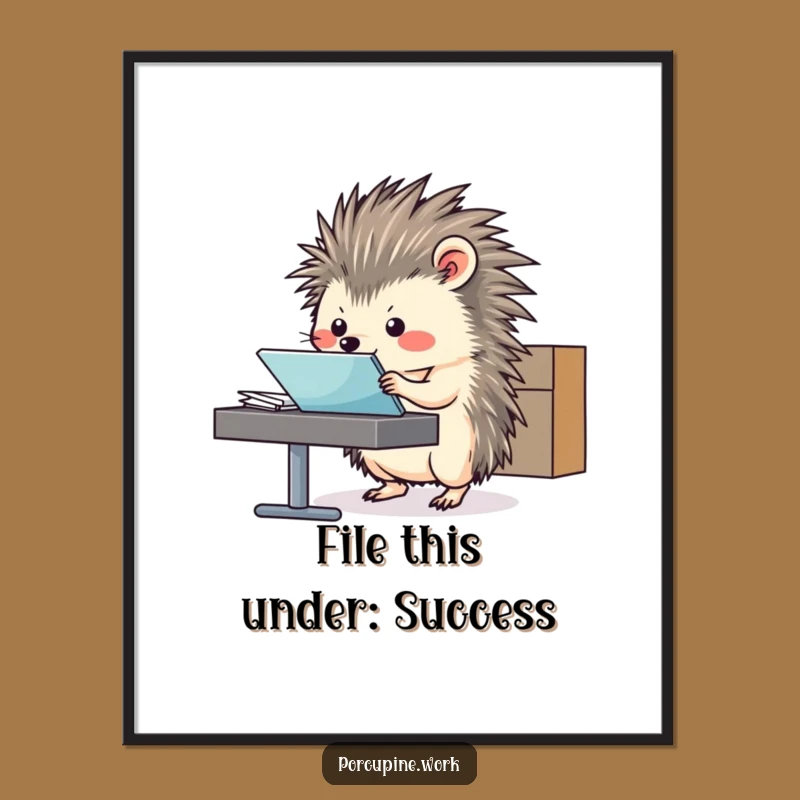 Funny Free Printable Wall Art: Porcupine Filing - Quirky Downloadable Office Decor