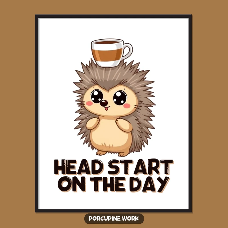 Free Printable Wall Art: Coffee Balancing Porcupine, Quirky Downloadable Decor!
