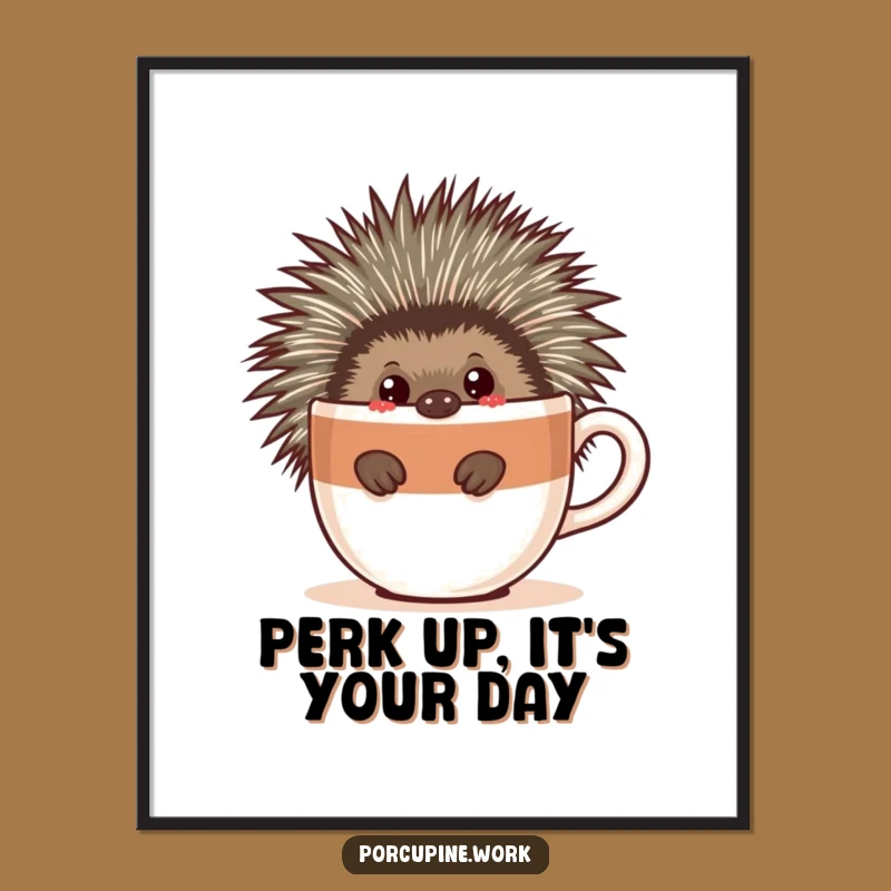 Free Printable Wall Art: Coffee Porcupine - Funny Quirky Downloadable Decor