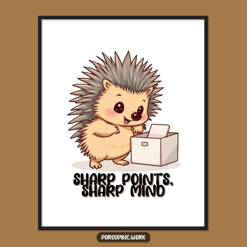 Free Printable Wall Art: Confident Porcupine, Neat Inbox, Downloadable Office Decor