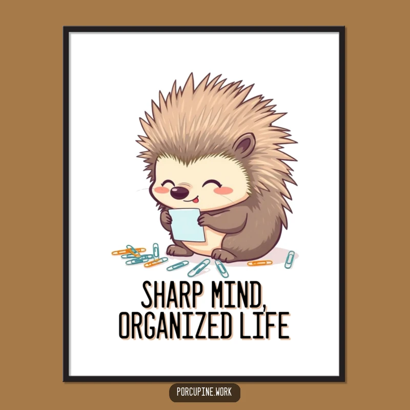 Free Printable Wall Art: Organized Porcupine, Quirky Downloadable Decor for Offices
