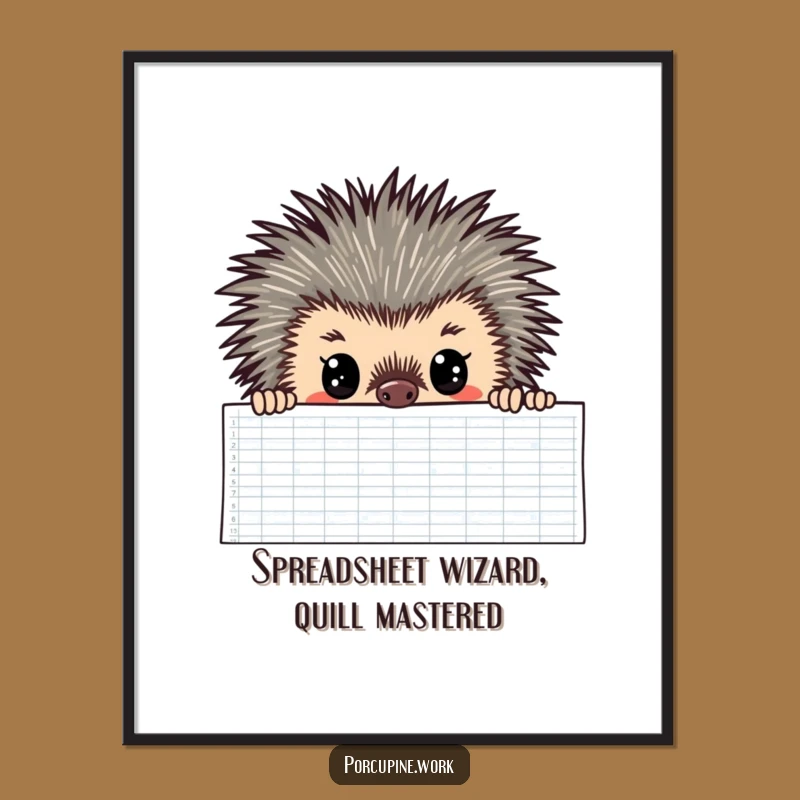 Funny Free Printable Wall Art: Focused Porcupine Spreadsheet - Quirky Downloadable Art