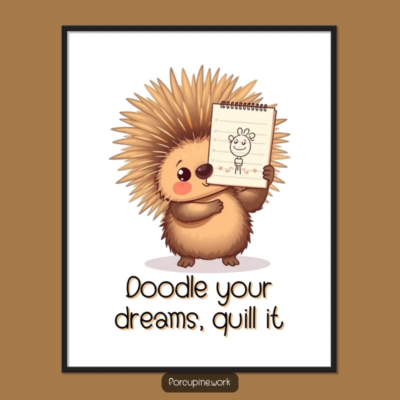 Funny Free Printable Wall Art: Porcupine Artist Doodle - Quirky Downloadable Art