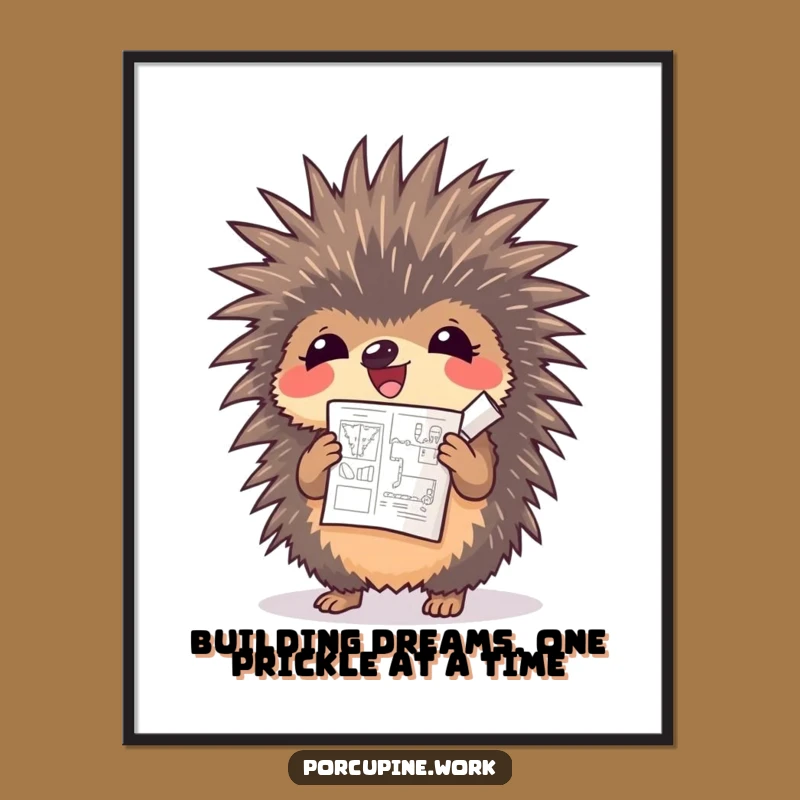 Funny Free Printable Wall Art: Porcupine Blueprint Celebration - Quirky Downloadable Art