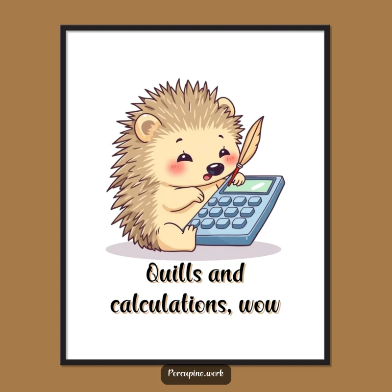 Funny Free Printable Wall Art: Porcupine Calculator Master - Quirky Downloadable Art