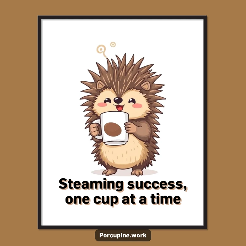 Funny Free Printable Wall Art: Porcupine Coffee Champion - Quirky Downloadable Art