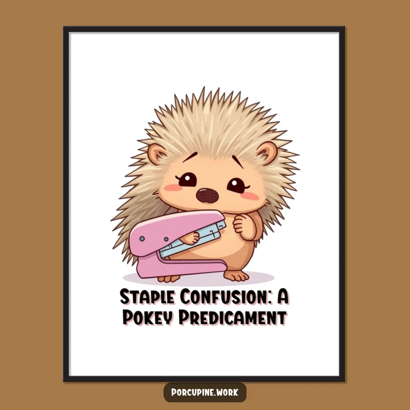 Funny Porcupine Stapler Free Printable Wall Art - Whimsical Office Decor!