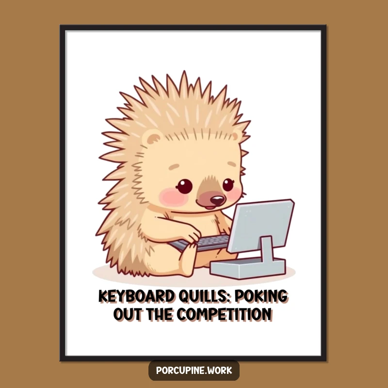 Funny Porcupine Typing Free Printable Wall Art - Quirky Home Decor!
