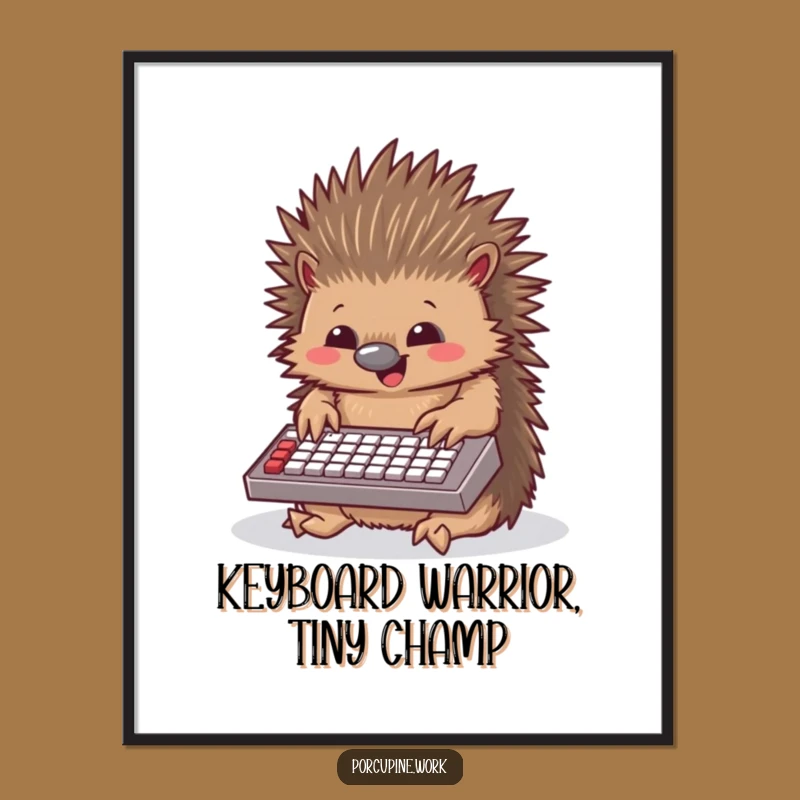 Free Printable Wall Art: Funny Porcupine Keyboardist, Quirky Downloadable Decor for Offices