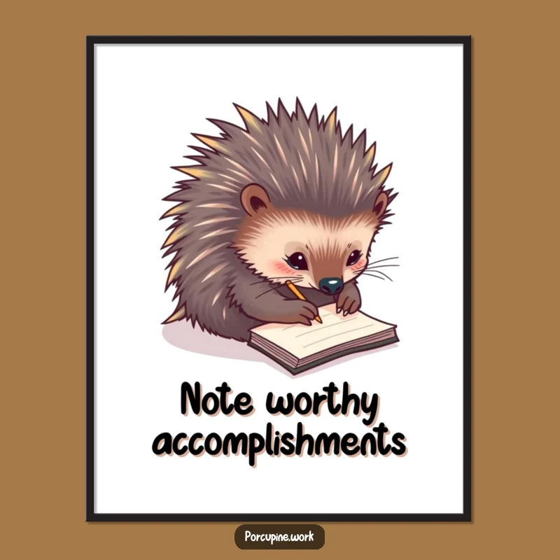 Free Printable Wall Art: Notetaker Porcupine - Funny Desk Decor Downloadable